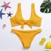 Womens Swimsuits,Bokeley Womens Two Piece Solid Color Bikini Set Push Up Padded Bra Bathing Suit Women Bow Knot Swimwear Yellow L B07BB86WXM